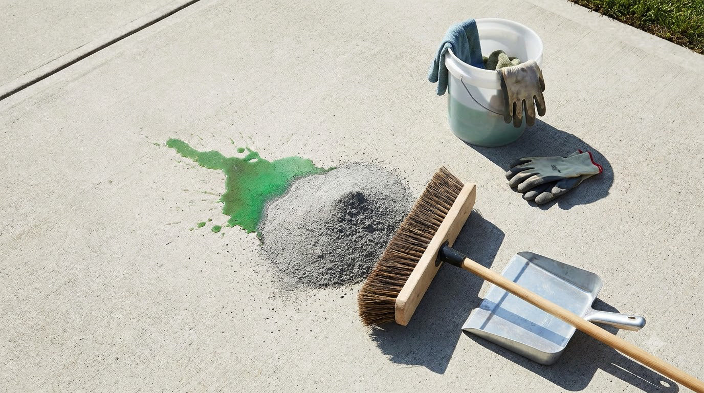 how to clean up a coolant spill in the driveway