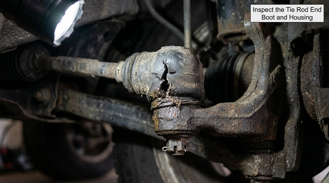 Inspect the Tie Rod End Boot and Housing