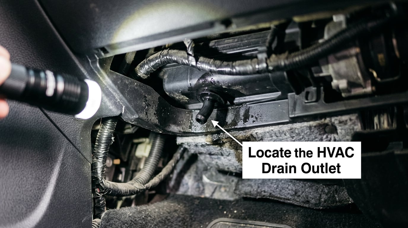 Locate the HVAC Drain Outlet