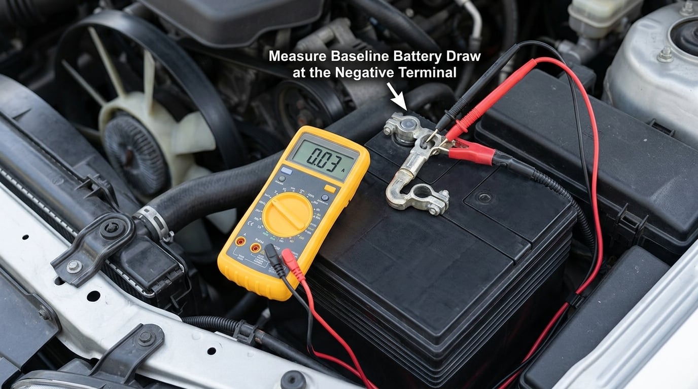 Measure Baseline Battery Draw at the Negative Terminal