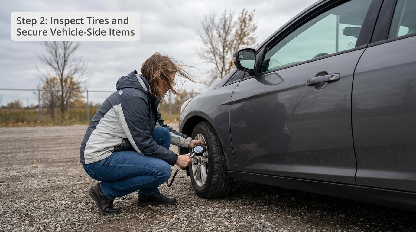 Step 2: Inspect Tires and Secure Vehicle-Side Items