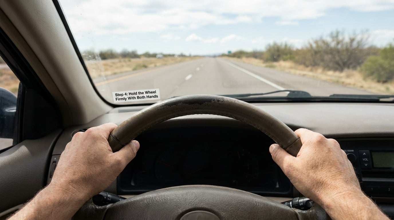 Step 4: Hold the Wheel Firmly With Both Hands