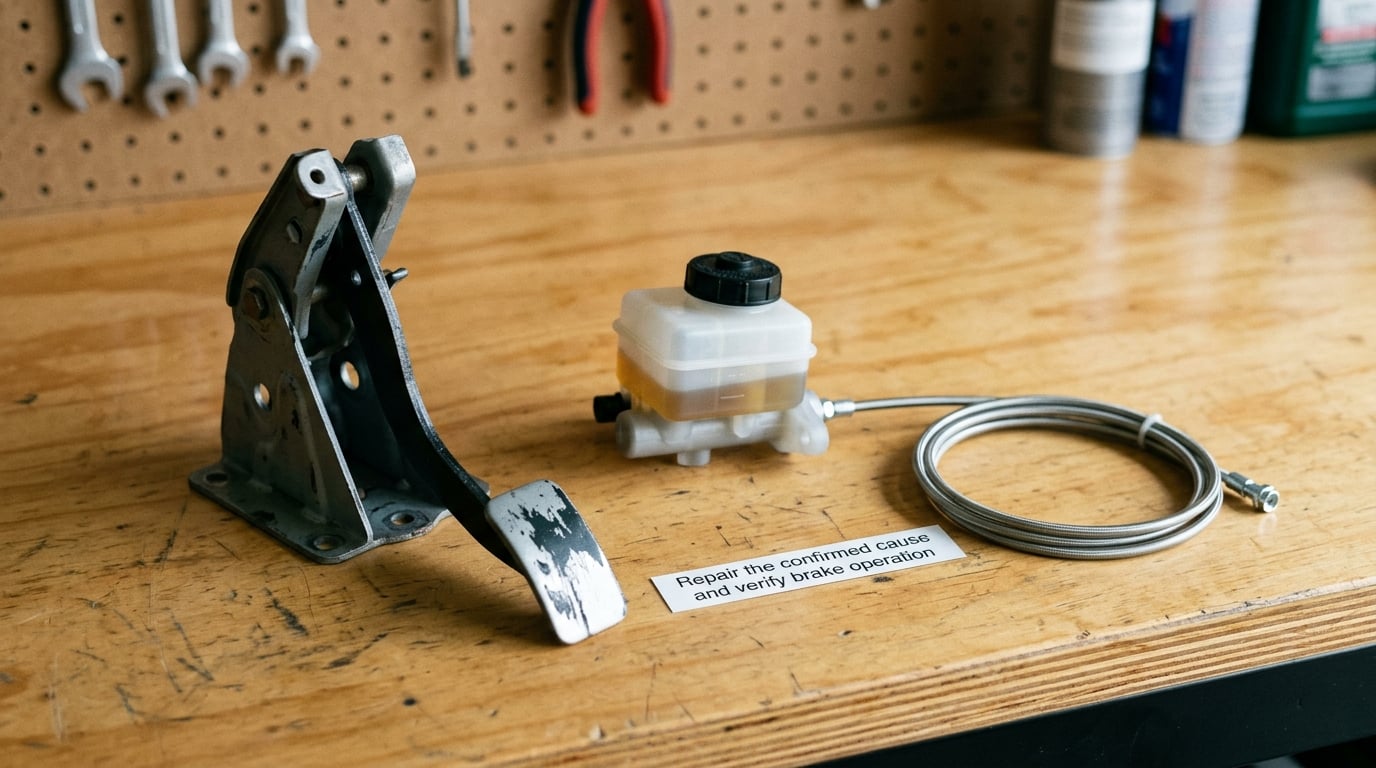 Repair the confirmed cause and verify brake operation