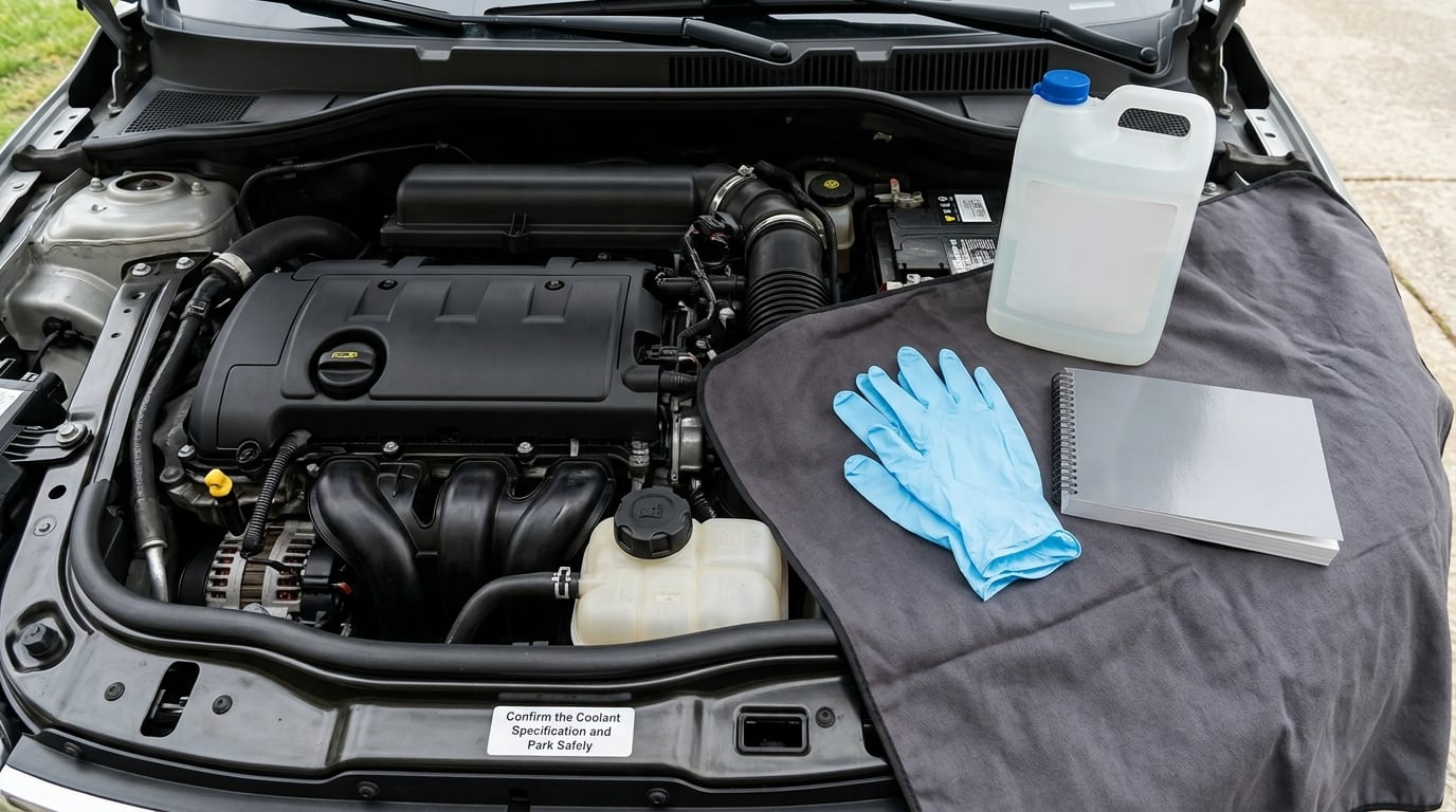 Confirm the Coolant Specification and Park Safely