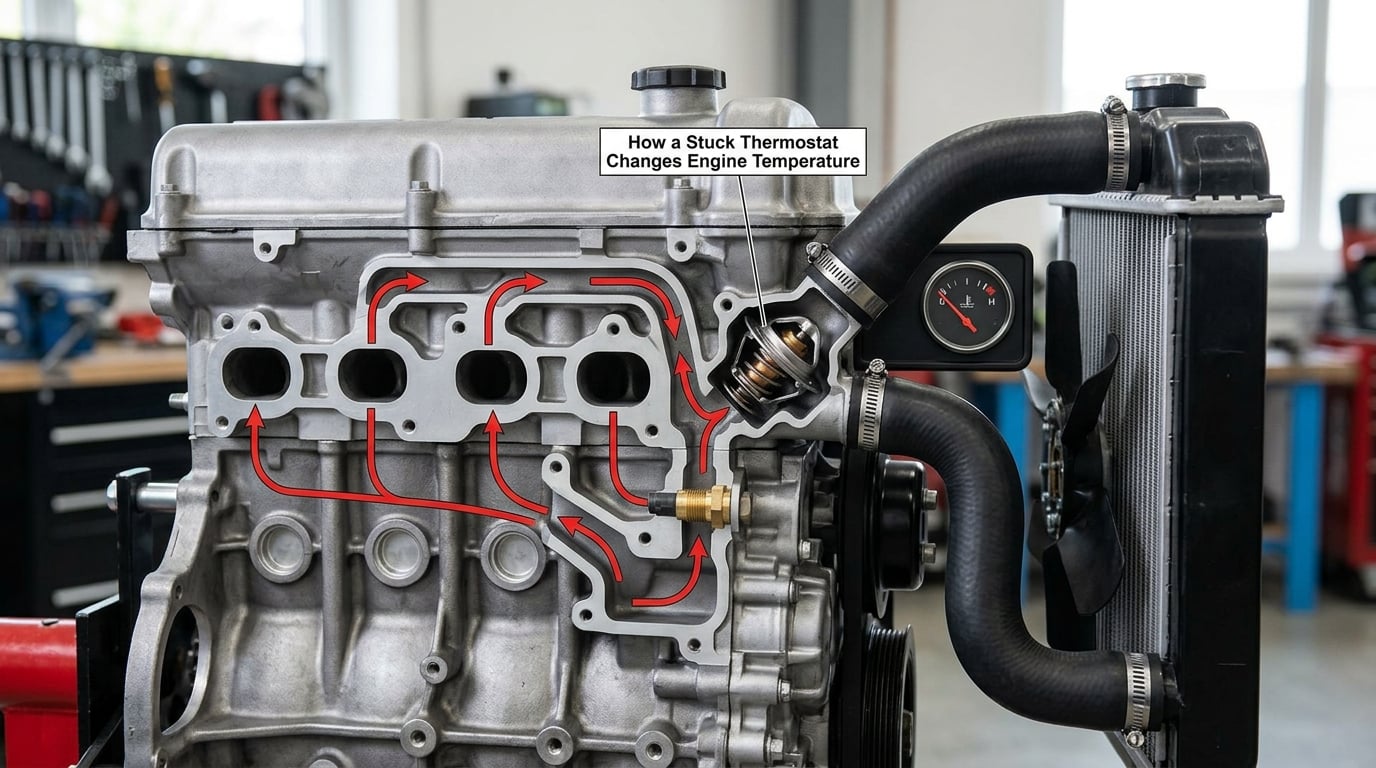 How a Stuck Thermostat Changes Engine Temperature