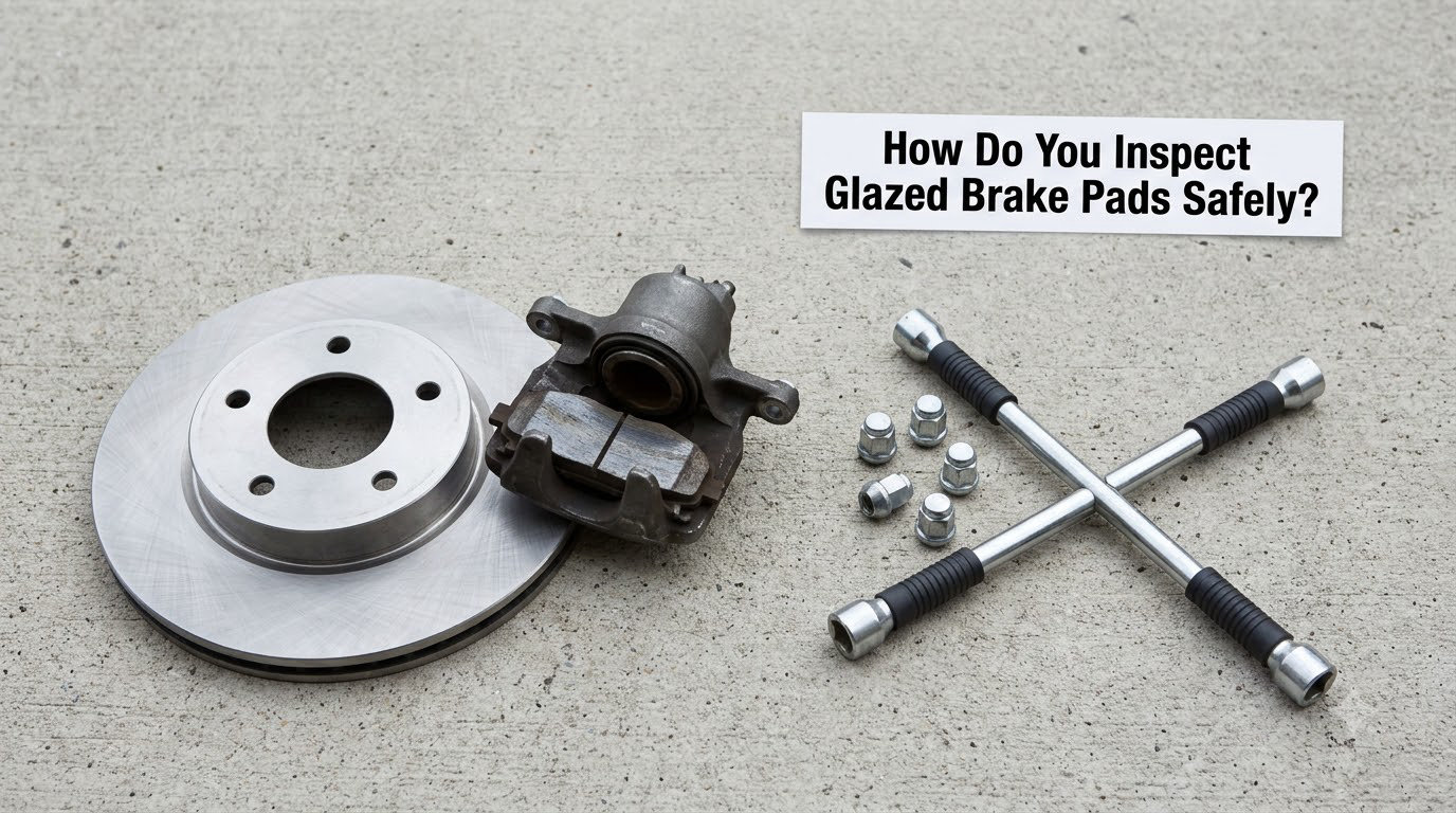 How Do You Inspect Glazed Brake Pads Safely?