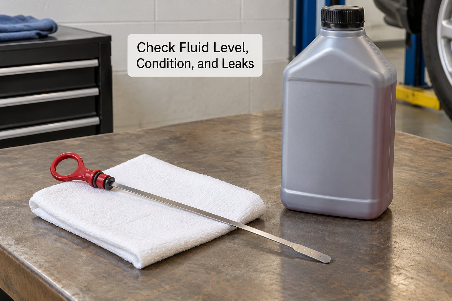 Check Fluid Level, Condition, and Leaks
