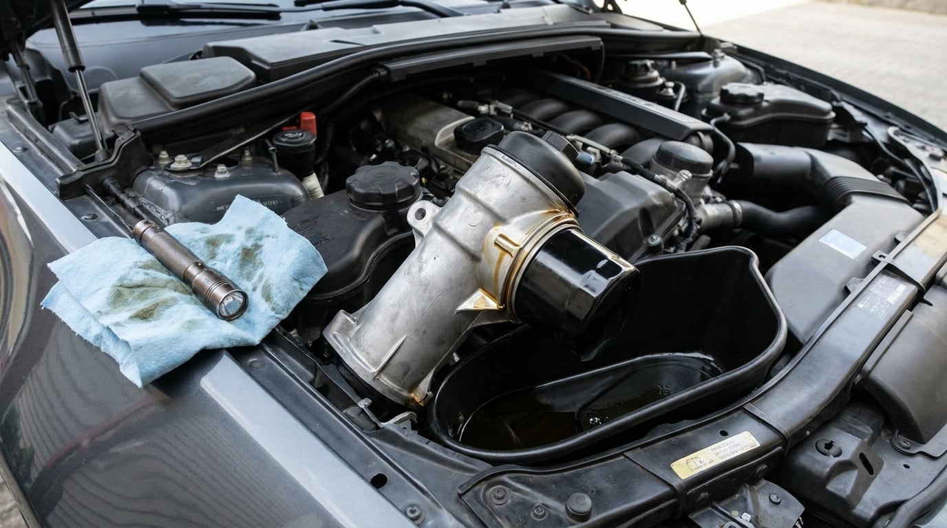bmw oil filter housing gasket leak symptoms