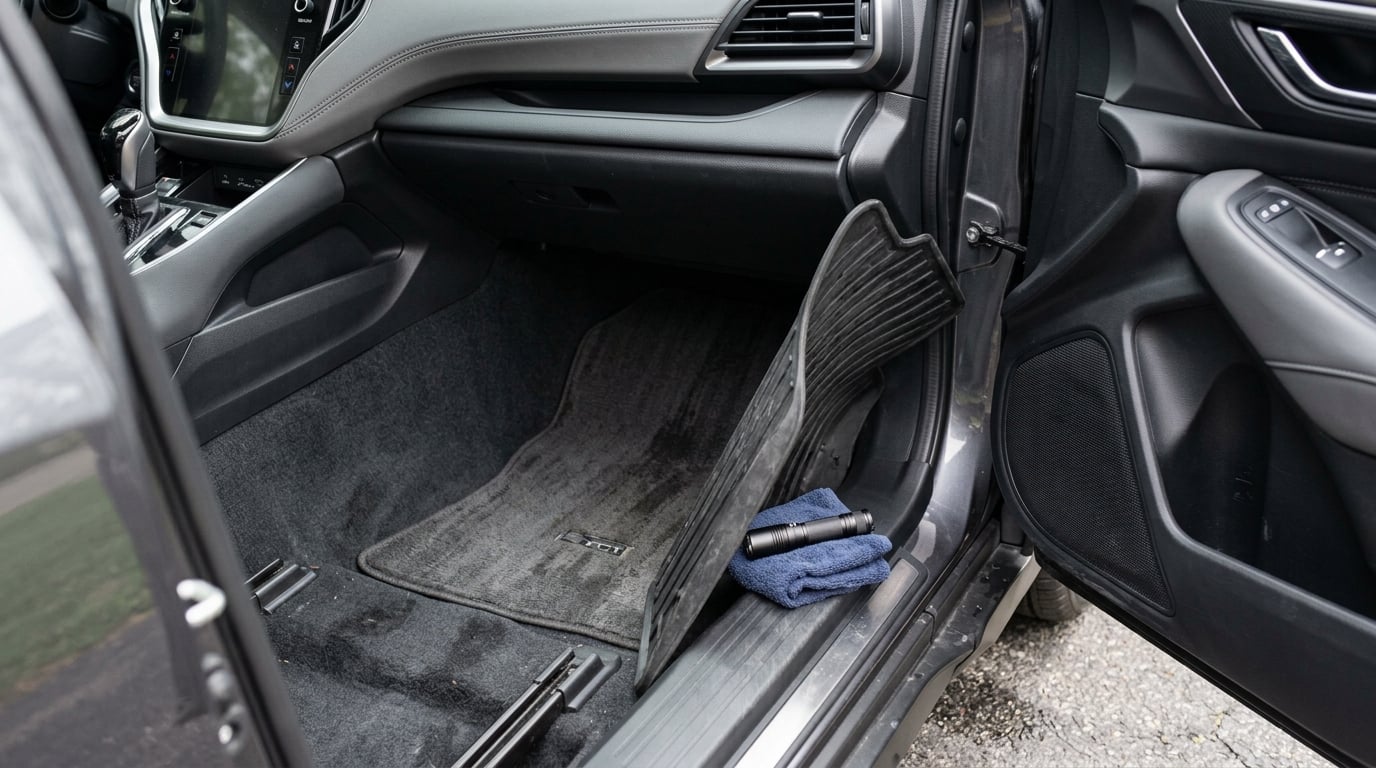 what causes a wet passenger floor mat