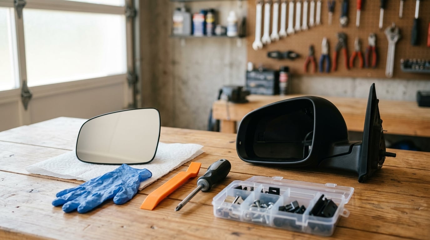 how to replace a side mirror glass