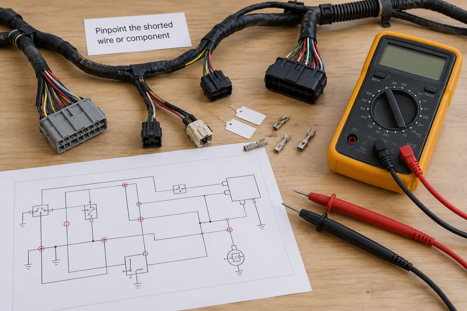 Pinpoint the shorted wire or component