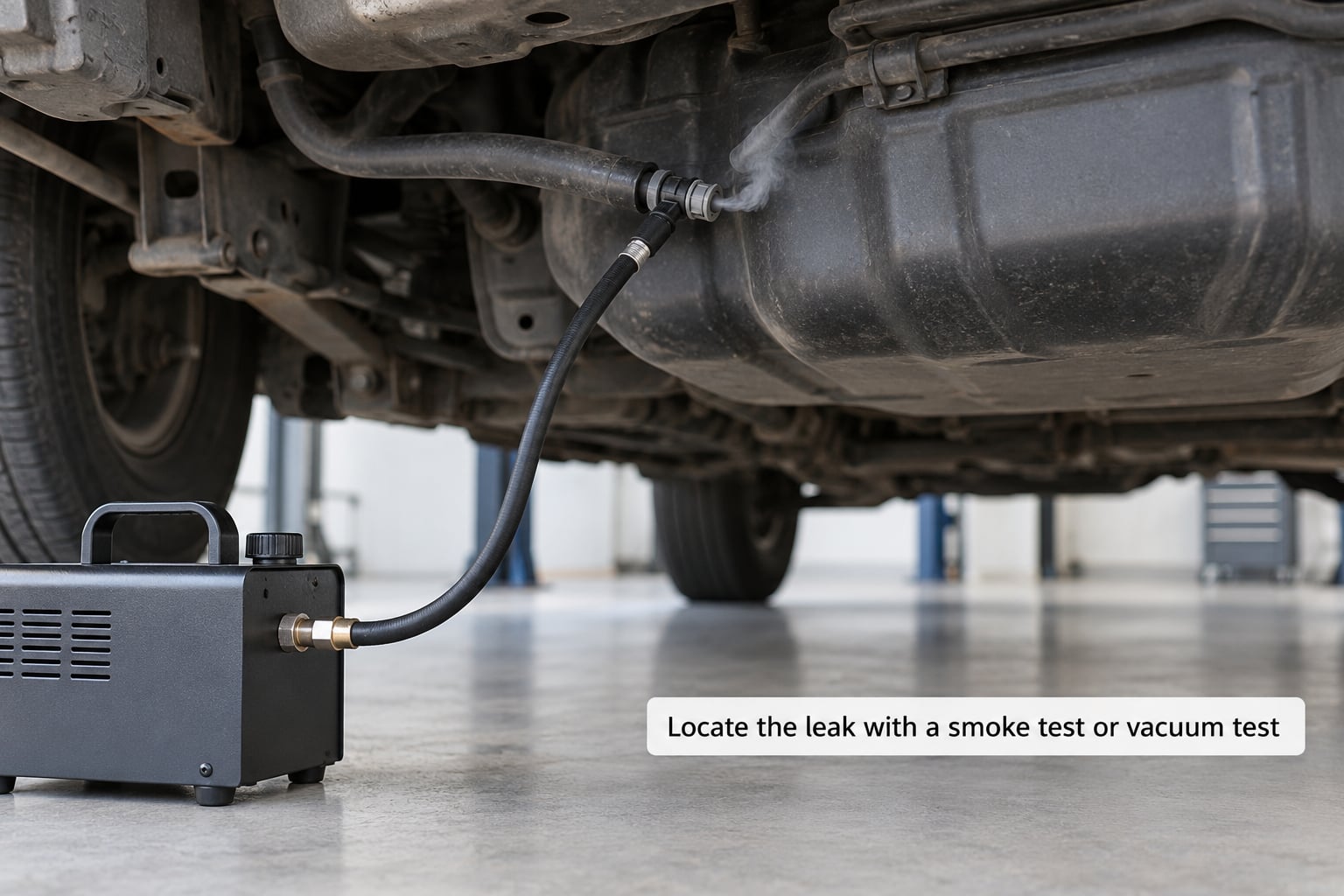 Locate the leak with a smoke test or vacuum test