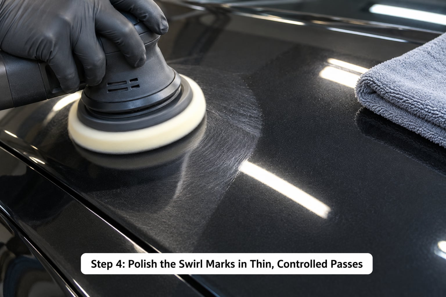 Step 4: Polish the Swirl Marks in Thin, Controlled Passes