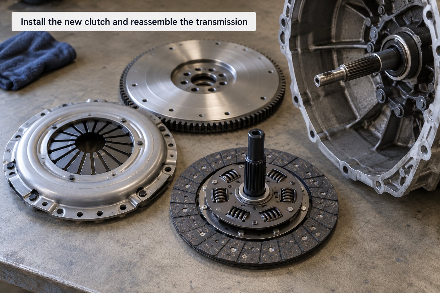Install the new clutch and reassemble the transmission