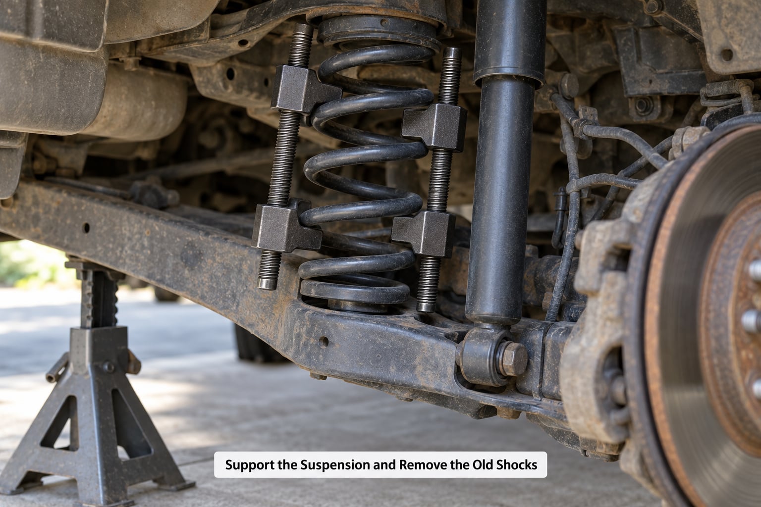 Support the Suspension and Remove the Old Shocks