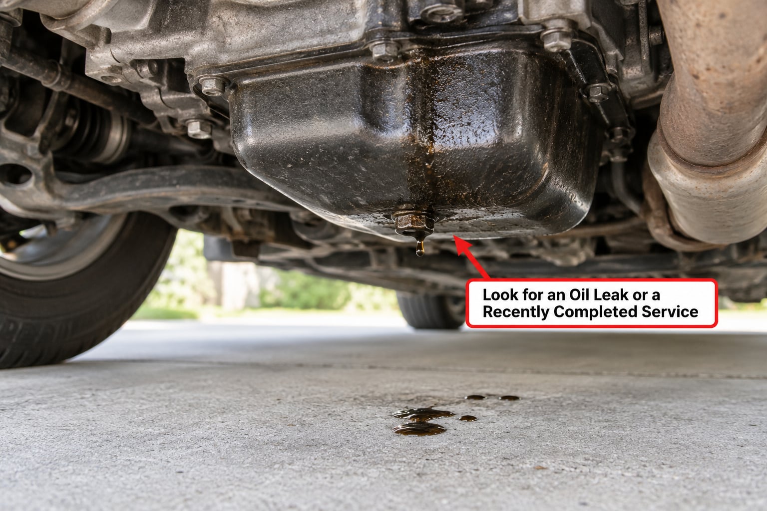 Look for an Oil Leak or a Recently Completed Service